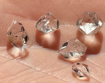 Herkimer Diamond Lot of 5 Natural Jewelry Grade A+ Crystals NY Double Terminated Quartz Crystals Lot - Uncut Clear Beautiful Healing RARE