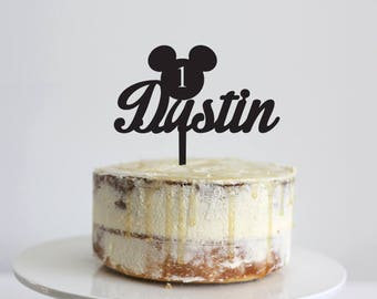 Custom Name Mickey Mouse Age - Birthday Cake Topper - Personalised - Age - Party - Celebration - Express Postage with Tracking