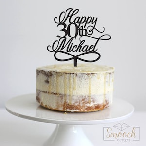 Nombre y edad con guión personalizado - Topper de pastel de cumpleaños - Personalizado - Edad - Fiesta - Celebración - Franqueo exprés con seguimiento