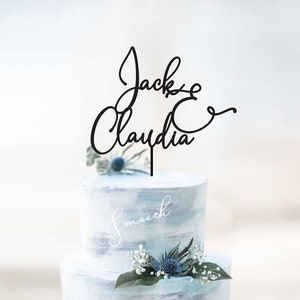 Personalised Names Wedding and Engagement Cake Topper | Scripted Couple Cake Topper Decoration | EXPRESS SHIPPING