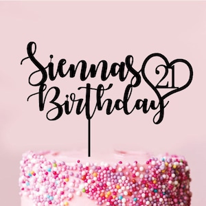 Aangepaste NAAM Scripted VERJAARDAG met aangepaste LEEFTIJD - Cake Topper - Glitter / Acryl / Spiegel / Hout / Gepersonaliseerd / Jongen / Meisje