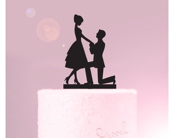 Proposal Silhouette -  Wedding or Engagement Cake Topper - Cake Decoration / Party Decor for Bride and Groom to be  /  Express Shipping