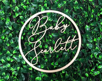Personalized Baby Shower Wooden Hoop Sign: Custom Event Signage