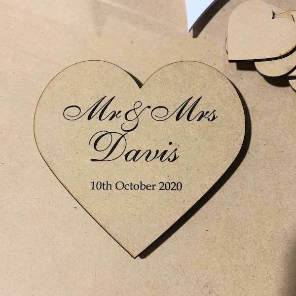 Guest Book Middle Heart Only - for drop Box Frame - Wedding decor Events Birthdays - Any Text
