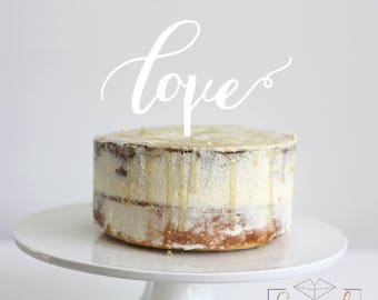 Scripted Love -  Scripted Word Cake Topper - Glitter / Acrylic / Mirror / Wooden / Wedding / Engagement Party / Express Shipping