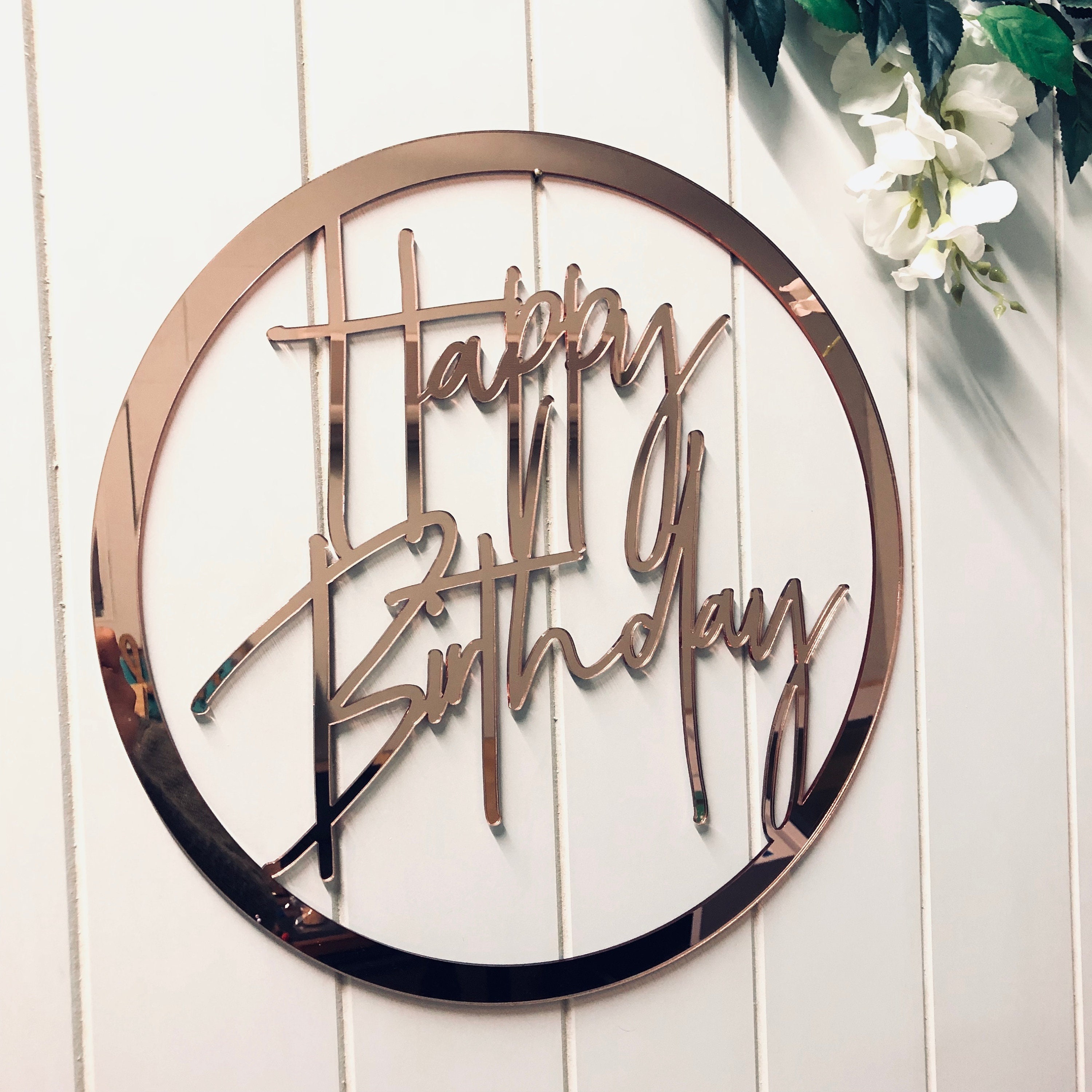 Happy Birthday Acrylic Hoop Sign Event Wall Decor Birthday Signage 