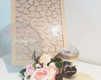MDF Drop Box Frame with hearts - Alternative Wedding / Engagement / Birthday Guest Book - Signature - Sign a Heart