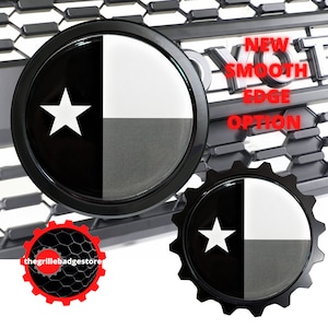 Texas Flag Black Aluminum  Metal & Resin Grille Badge Fits:Dodge Ram RAM Truck - For Gas Oil Dodge Fans Mancaves Lover 4x4