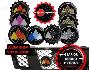 The Aluminum Grille Mountain Badge Emblem Tri-Color *Fits & Compatible On Nissan Frontier Titan, Ram, Wrangler. Ford F150, Chevy Colorado