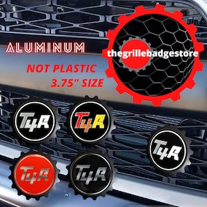 Grille Badge Emblem Fits On 4Runner Size 3.75&quot; Aluminum Promo Compatible TRD Pro SR5 Trail SR5 Color Monochrome Fits TEQ 2023