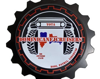 Aluminum  Grille Badge Designed For Toyota FJ Cruiser Owners Dominican Republic My Design - Fits TRD, Fits Trail Teams, Fits Limited Camping