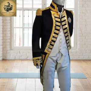 Custom British Royal Navy Vice Admiral Wool Coat | 18th Century Military Uniform | Steampunk Officer Jacket | Naval Cosplay Costume
