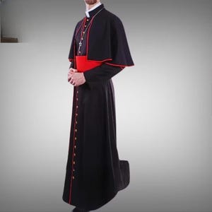 Handmade Black Clergy Cassock: Priest, Bishop, Monastic Robe