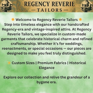 Regency-Inspired Black Wool Tailcoat, Waistcoat & Trousers Set

Vintage Style Formal Menswear | Wedding, Theatre & Period Event Outfit

Step into refined elegance with this Regency-Inspired Black Wool Tailcoat, Waistcoat, and Trousers Set. Designed for modern gentlemen who appreciate classic early 19th-century styling, this ensemble offers structured tailoring, clean lines, and a timeless formal silhouette suitable for special occasions and themed events