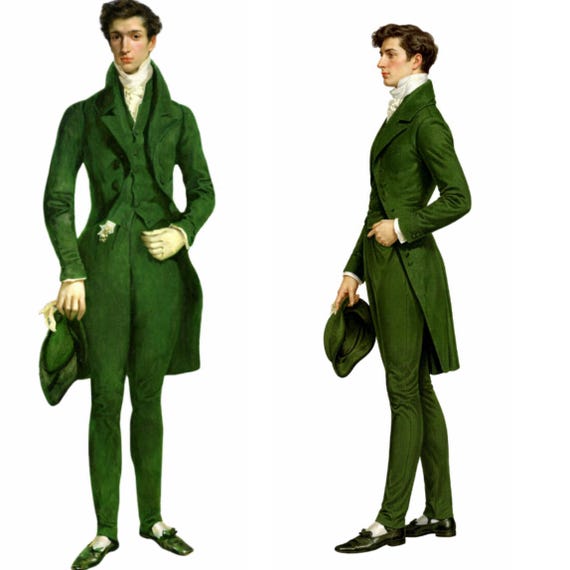 Regency Era Black Wool Tailcoat, Vest & Trousers Set - Vintage Inspired Formal Wear, Elegant Menswear