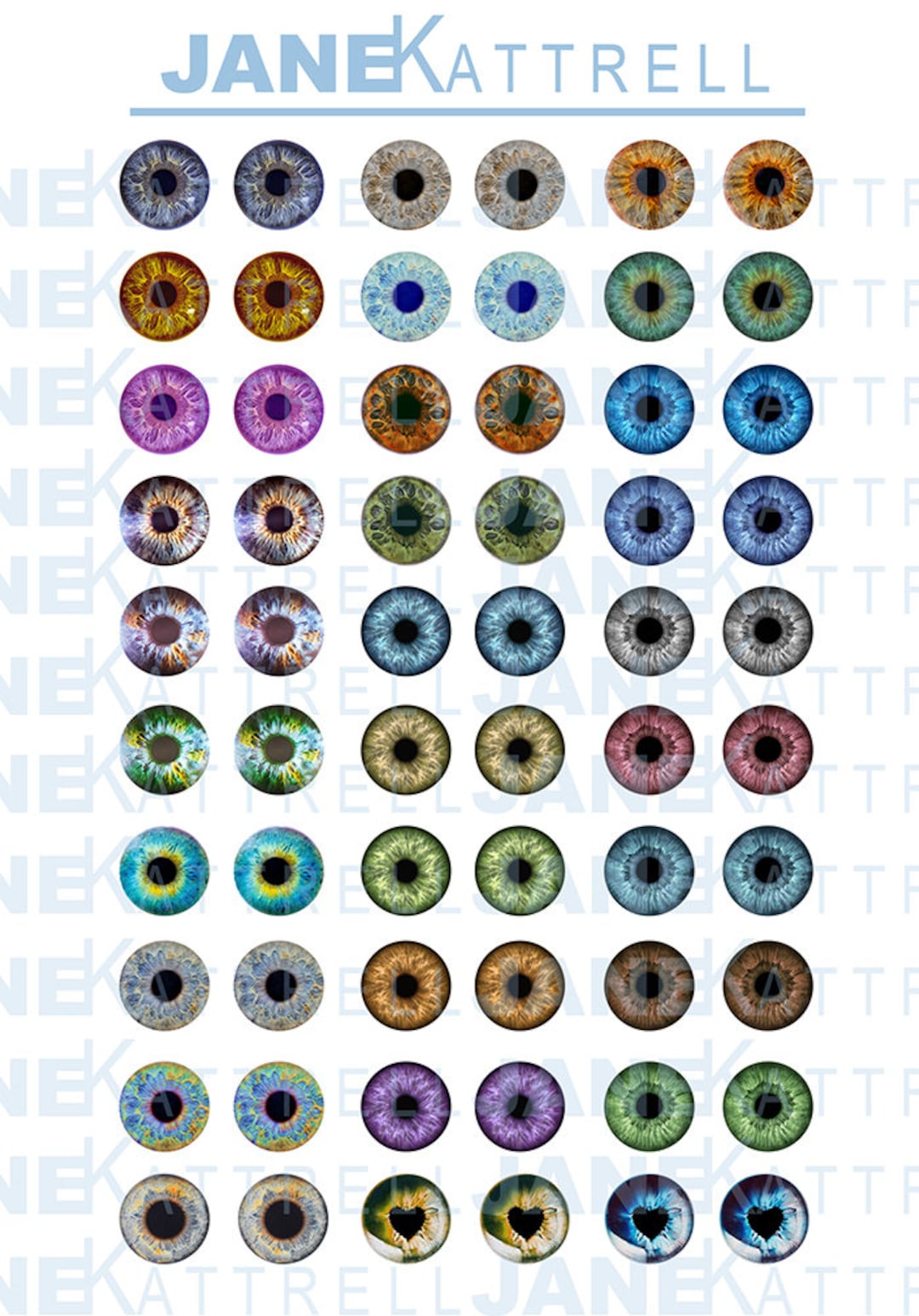 12mm Pullip Printable Eye Chips PDF Natural Eyes Part 1 Theme - Etsy