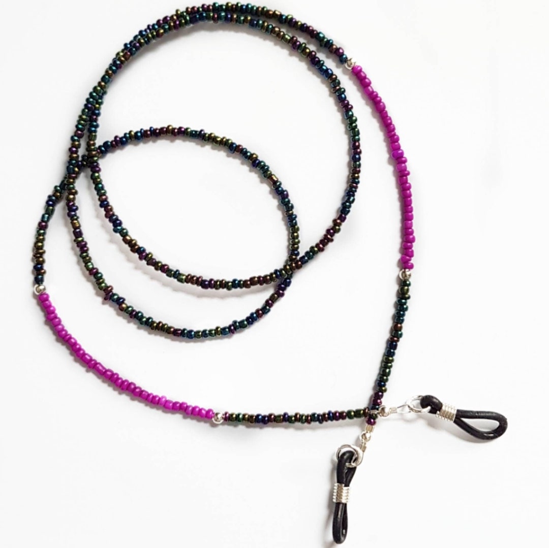Beaded Glasses Chain Skinny Style Purple/iris Spectacle Cord Sunglasses
