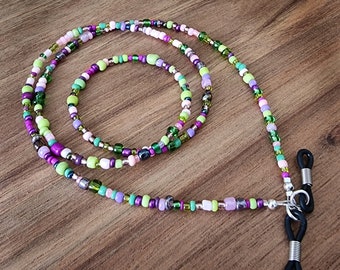 Beaded Glasses/Sunglasses Chain Pink Purple Green - 27/30 inches - Spectacle Cord Strap