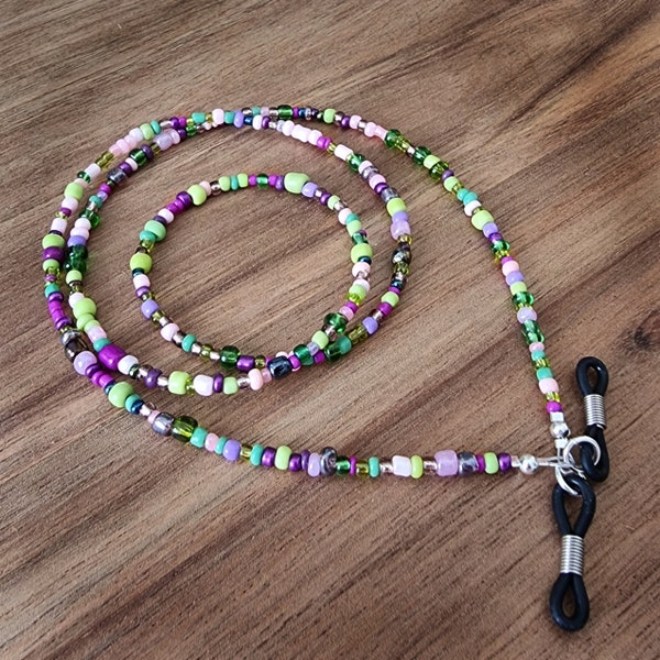 Beaded Glasses/Sunglasses Chain Pink Purple Green - 27/30 inches - Spectacle Cord Strap
