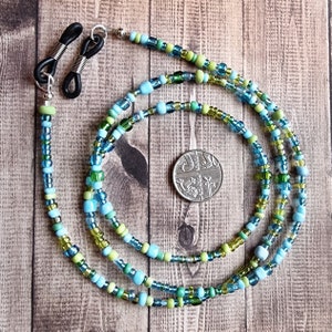 Beaded Glasses Chain - Turquoise & Green - Spectacle Cord - Sunglasses Strap