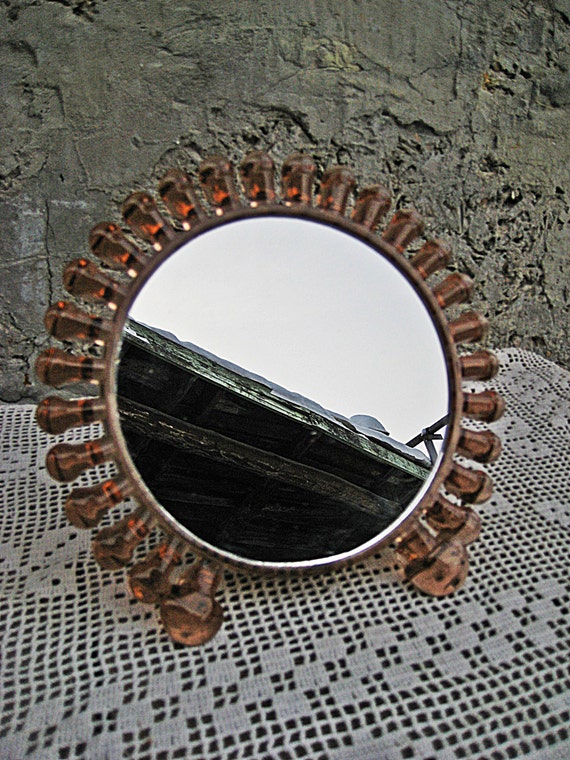 Vintage Table Mirror Makeup Glass Frame Art Deco Makeup Mirror Glass Frame Art Deco