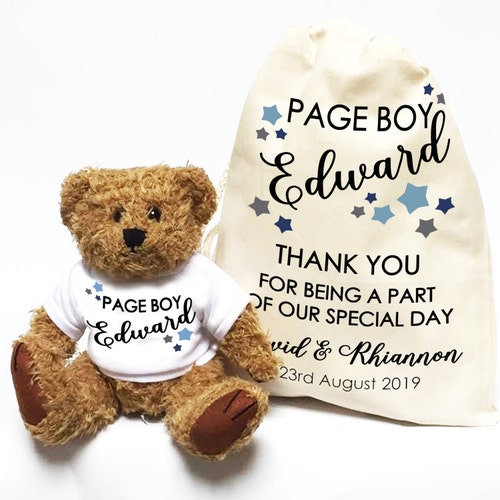 Personalised Page Boy Wedding Party Favour Gift 7" Teddy Bear 