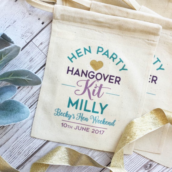 Hen Party Kit Gift Bag Personalised Cotton Drawstring Bag for Etsy