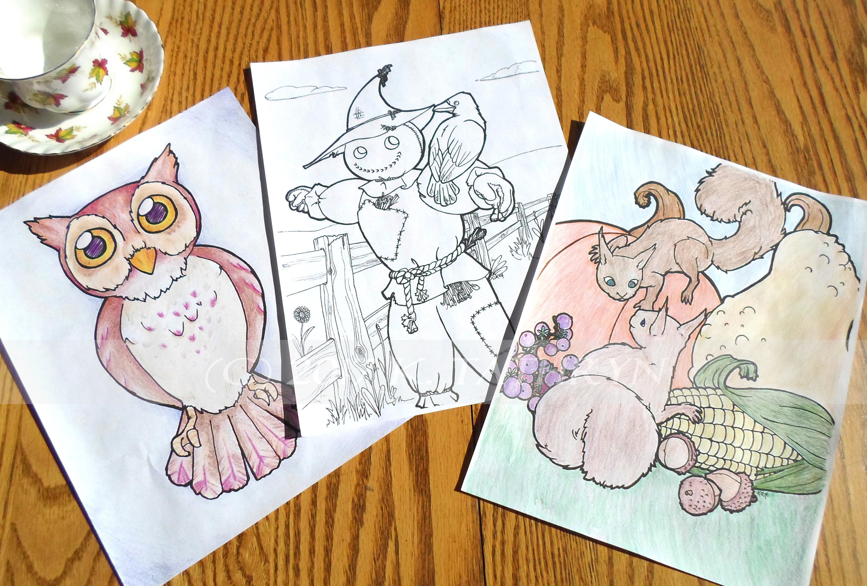 Fall Coloring Book / Autumn Coloring Book / 3 Coloring Pages | Etsy