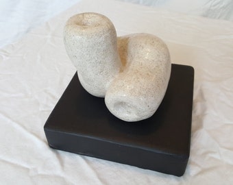 Inside Outside -  unique original Hand Carved Limestone Abstract Organic Sculpture