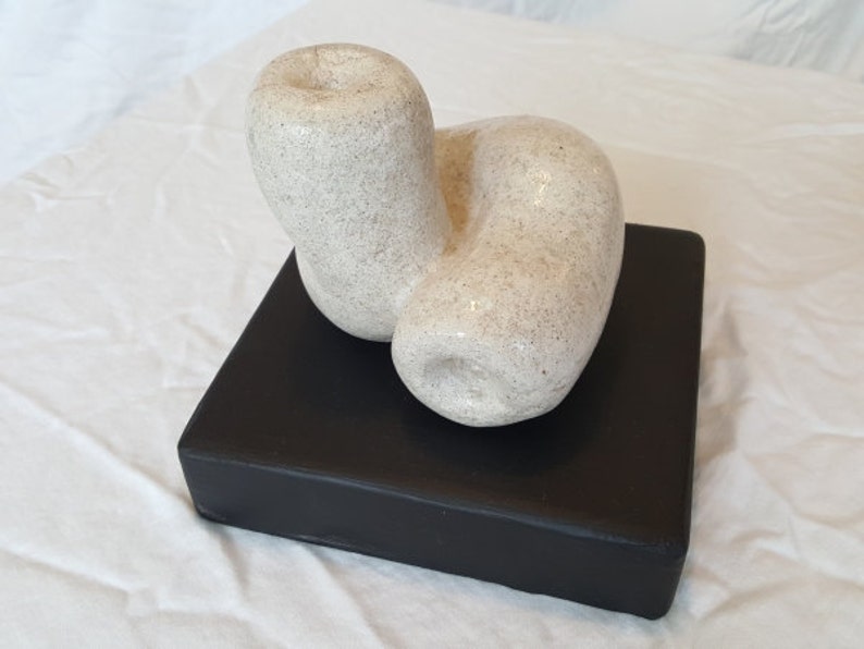 Inside Outside unique original Hand Carved Limestone Abstract Organic Sculpture image 1