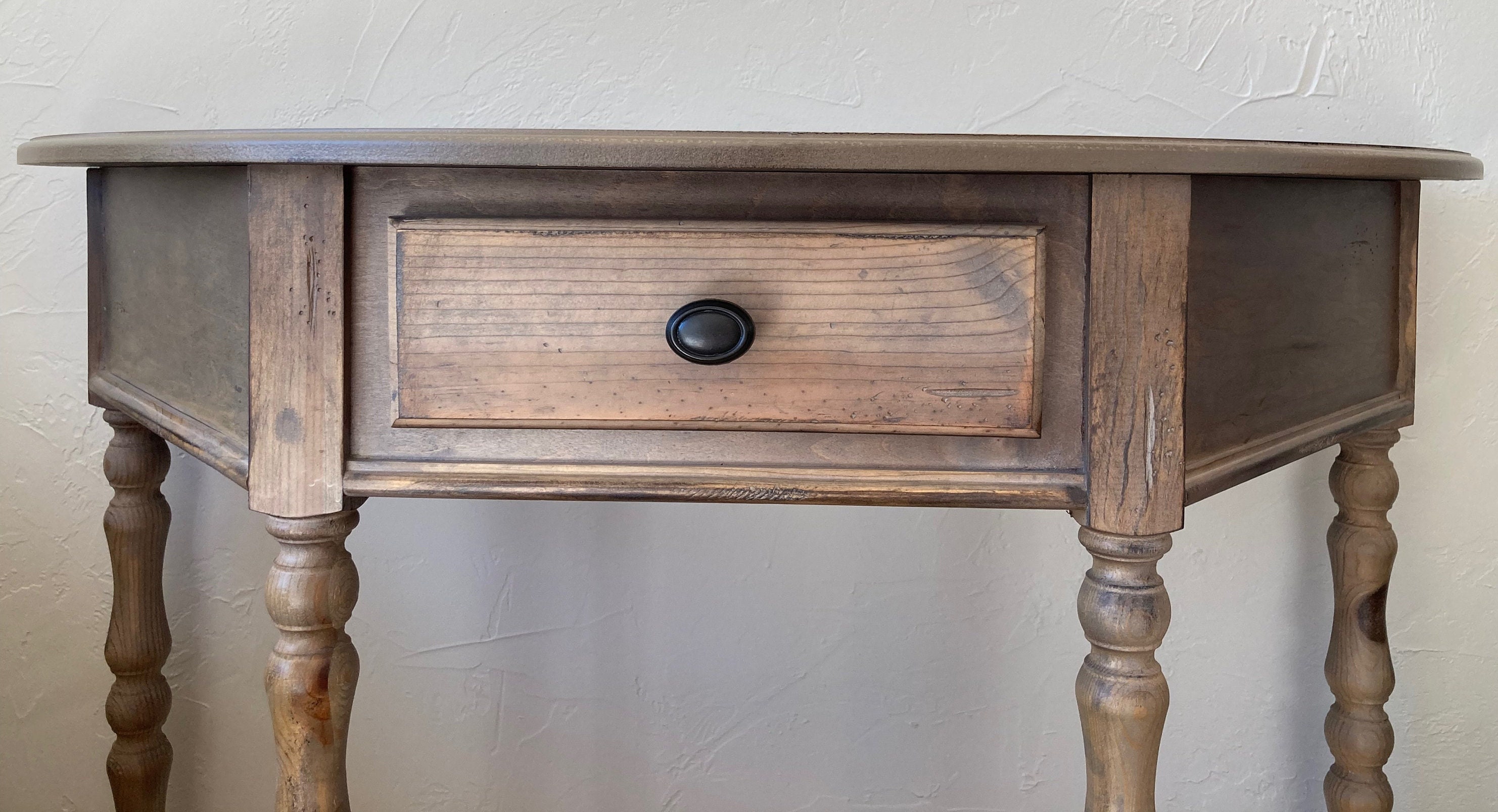 LOCAL PICK UP Gray Distressed Demilune Table With Storage Console Table ...