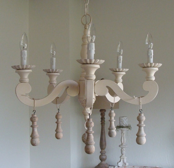 Distressed wood chandelier deals