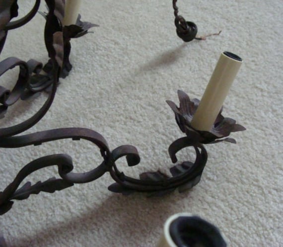 High End Pottery Barn Light Fixture Vintage Iron Metal Pottery Etsy