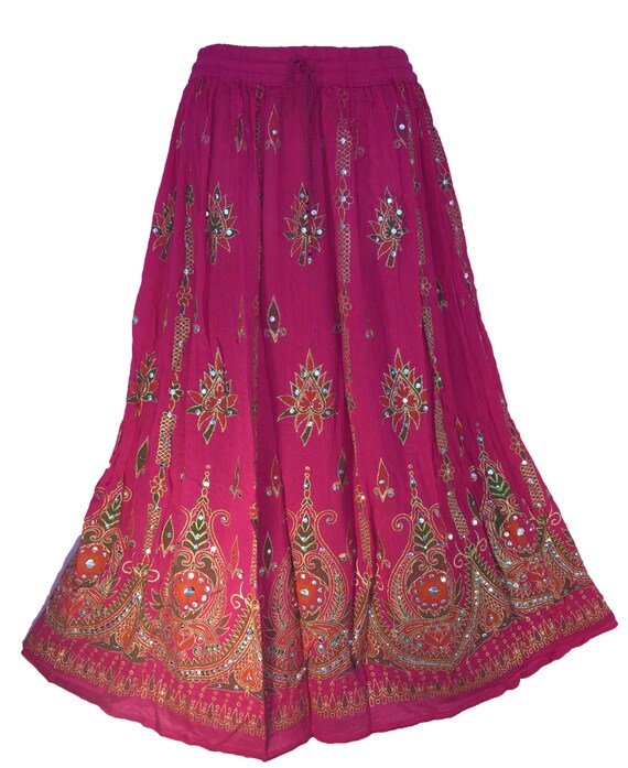 Hot Pink Skirt Boho Gypsy Elegant Skirt Bollywood India | Etsy