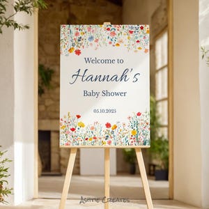 Baby In Bloom Baby Shower Welcome Sign | Editable 16x20 Template | Baby in Bloom or Little Wildflower Theme | Digital Download