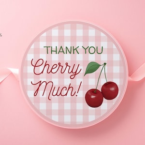 Cherry Party Themed 2&quot; Thank You Favor Tags - Digital Download