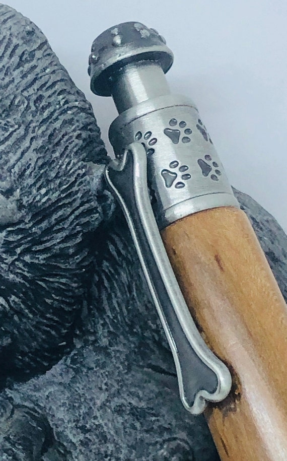100 Year Apple Wood Dog Click Pen with Pewter Trim (#1911)