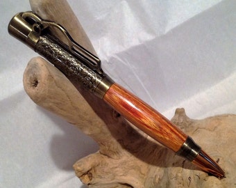 Canary Wood Barrel Custom Rifle Lever Action Antique Nickle Bullet Pen (#2332)