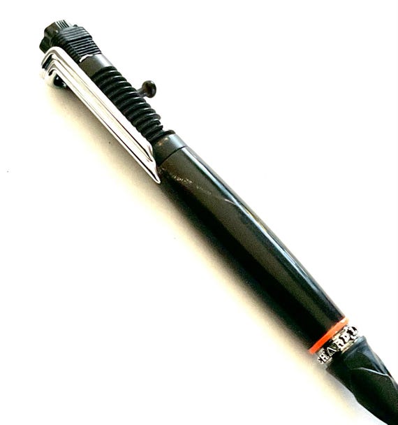 Custom Biker's Live Free Ride Hard Click Pen Black Matte Engine Cap and Eagle Head Tip w/American Bison Horn Barrel (#3067)