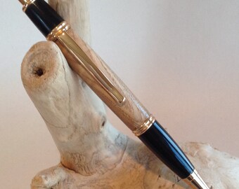 Gatsby stile fare clic su penna W/Black Ash Burl Wood barile e oro / nero (n. 1152)
