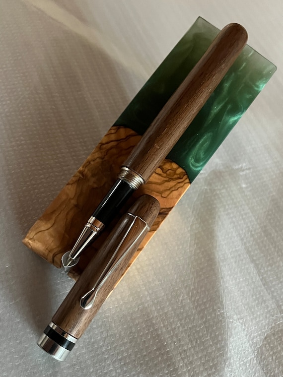 Black Walnut Custom Closed End Cigar Style w/Chrome and Black Trim Pen (#1201)