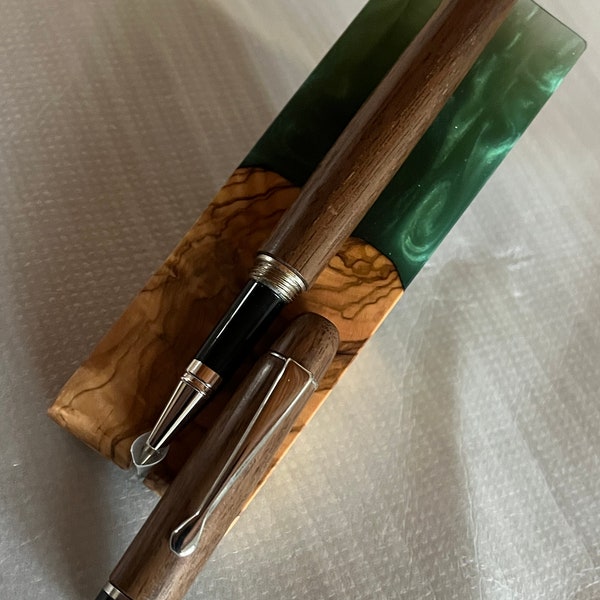 Black Walnut Custom Closed End Cigar Style w/Chrome and Black Trim Pen (#1201)