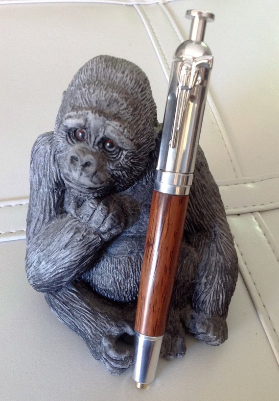 Wood Revolver Action Click pen w/ Amazon Rosewood Barrel and Chrome Trim (#2350)
