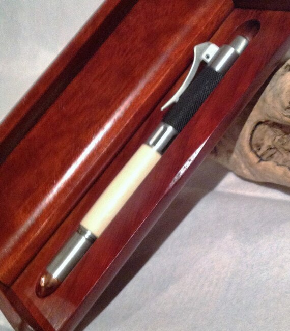 Trigger Revolver Stlye Pen w/White Holly Wood Barrel, Satin Finish and Chrome/Copper Bullet Tip (#2355)