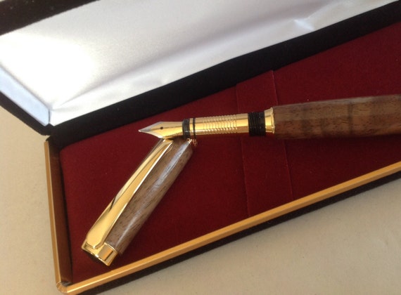 Black Walnut Wood  Orion Two Piece Pen with Gold Trim  (#1302)