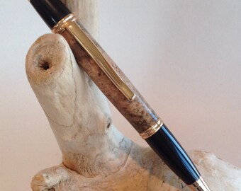 Gatsby stile fare clic su penna W/Hard Maple Burl Wood barile e oro / nero (n. 1150)