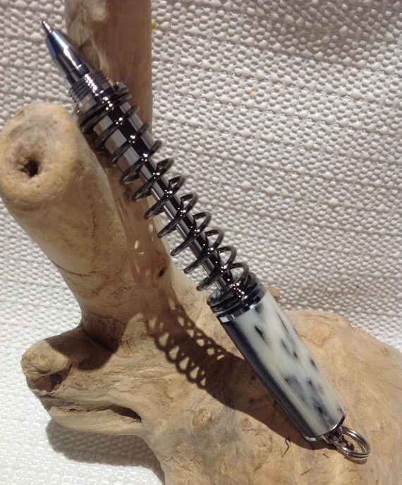 Custom Two Piece Shocker Absorber pen w/ Alligator Jaw Bone and Black Alumilite pen with Chrome and Gun Metal Trim (#2900)