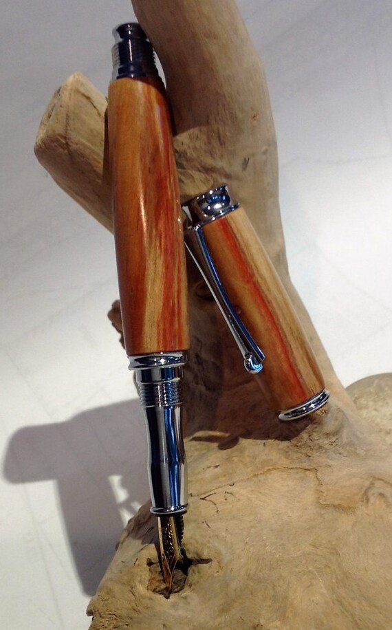 Canary Wood Virage Style Fountain Pen With Chrome Trim (#1952)