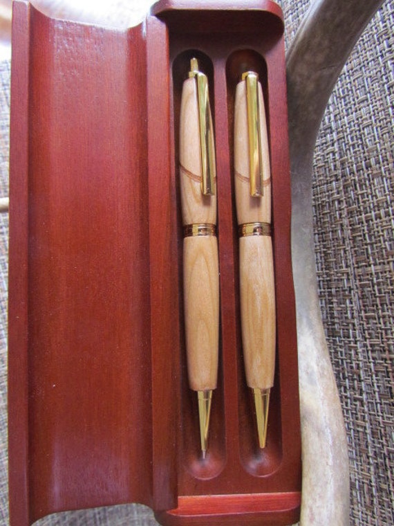 Cherry with Cedar Inlay Trim Line Pen and Pencil Set .(#821 A&B)