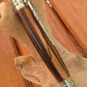 Custom Civil War Style Twist Pen w/Black and White Ebony wood with Chrome Finish  (#1553)